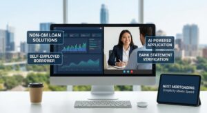 Homebuyer reviewing AI-powered mortgage application and Non-QM loan options for flexible home financing in 2026
