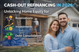 Comparison of financial tools showing cash-out refinance, personal loans, and credit cards with estimated 2026 interest rates, tax deductibility, and repayment terms.
