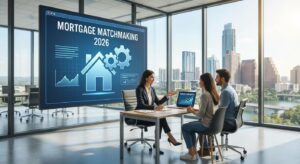 Austin homebuyer working with mortgage broker to find the perfect loan through personalized matchmaking strategy