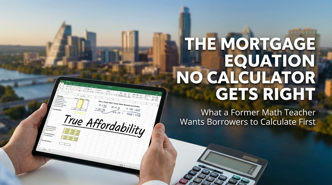 Borrower analyzing mortgage calculations with financial formulas and budgeting notes on paper