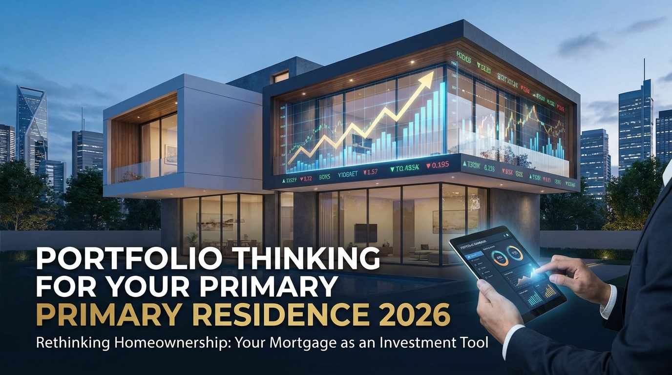 Homeowner analyzing mortgage as an investment asset with portfolio strategy charts and financial planning tools